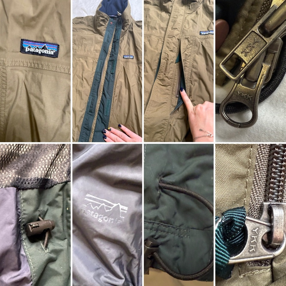 Patagonia Men’s XL Nylon Shell Jacket Olive Green Waterproof Hooded Windbreaker - Picture 9 of 14